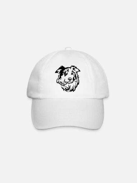 Border Collie Kopf - Baseballkappe - Weiß/Weiß