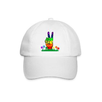 Regenbogen-Handfrieden in Blumen - Baseballkappe - Weiß/Weiß - Vorne