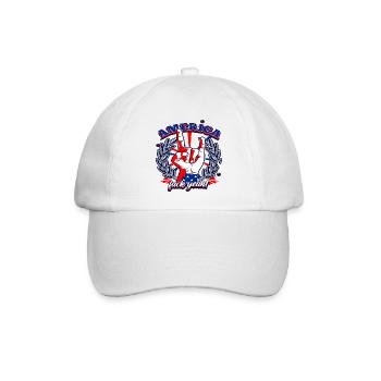 Ein Schönes Amerika, Fuck Yeah! mit US Flaggen - Baseballkappe - Weiß/Weiß - Vorne