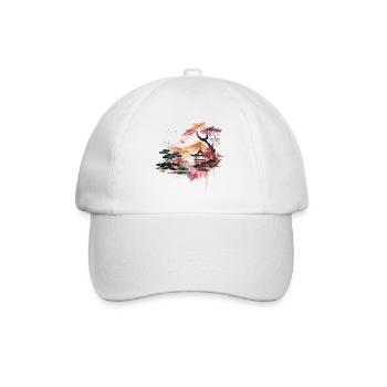 Bunte Holzschnitt-Kunstwerke - Baseballkappe - Weiß/Weiß - Vorne