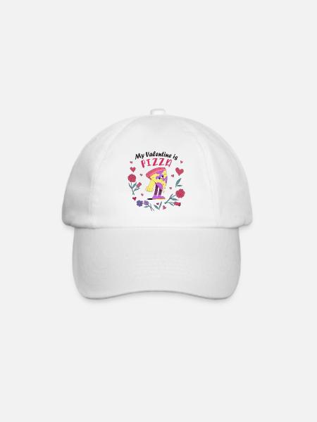 Mein Valentin ist Pizza - Baseballkappe - Weiß/Weiß