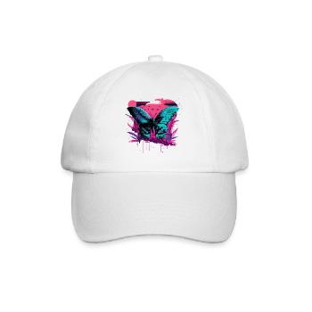 Kunst des Vaporwave Schmetterlings - Baseballkappe - Weiß/Weiß - Vorne