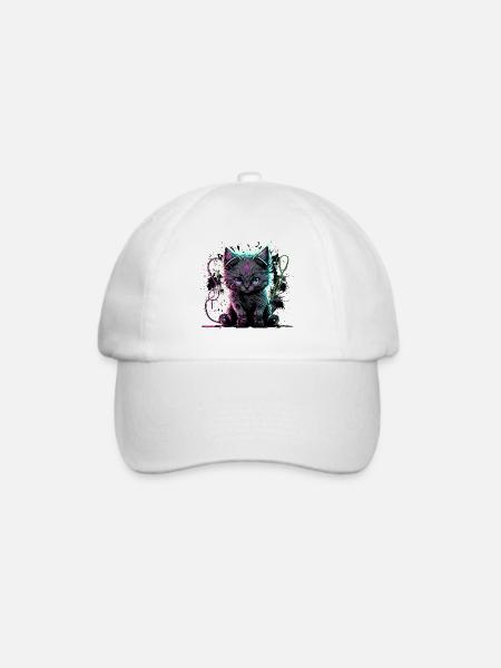 Hyper Katze - Baseballkappe - Weiß/Weiß