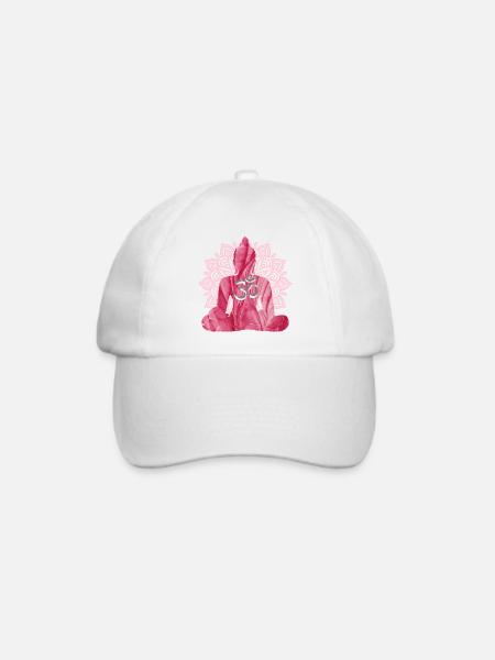 om mit buddha e 229 - Baseballkappe - Weiß/Weiß
