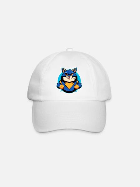 Superheld Katze - Baseballkappe - Weiß/Weiß