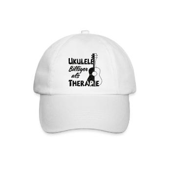 Ukulele! Billiger als Therapie - Baseballkappe - Weiß/Weiß - Vorne