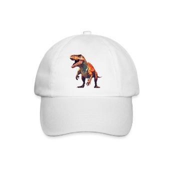 Dino Dinosaurier T-Rex im Polygon Stil - Baseballkappe - Weiß/Weiß - Vorne