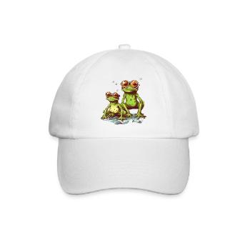 Coole grüne Frösche mit orangen Sonnenbrillen - Baseballkappe - Weiß/Weiß - Vorne