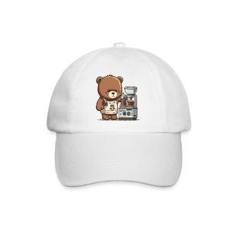 Bär Barista - Baseballkappe - Weiß/Weiß - Vorne