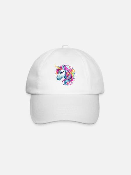 Regenbogen-Einhorn - Baseballkappe - Weiß/Weiß