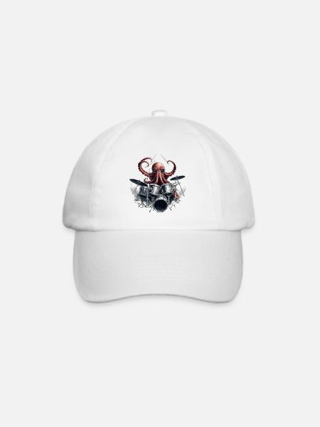 Drumtopus – Der Oktopus mit Beat im Blut - Baseballkappe - Weiß/Weiß