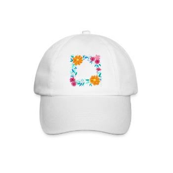 Blumenkranz in bunten Farben - Baseballkappe - Weiß/Weiß - Vorne