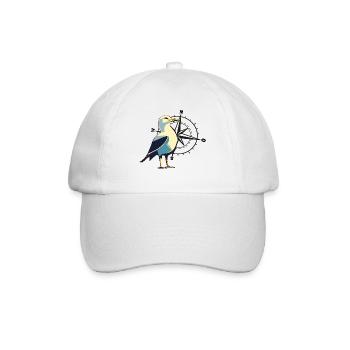 Möwe mit Kompass - Baseballkappe - Weiß/Weiß - Vorne