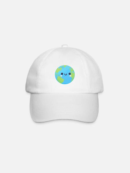 Niedlicher Planet Erde - Baseballkappe - Weiß/Weiß