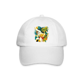 Palmen und Blumen aus kubischer Sicht - Baseballkappe - Weiß/Weiß - Vorne