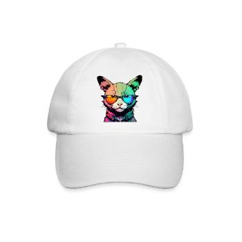 Weltraum Katze - Baseballkappe - Weiß/Weiß - Vorne