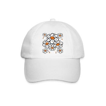 Gänseblümchen Margeriten Blumenranke Blumenmuster - Baseballkappe - Weiß/Weiß - Vorne