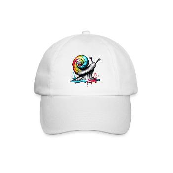 Schnecke / Tier / kriechen / Schleimig / langsam - Baseballkappe - Weiß/Weiß - Vorne