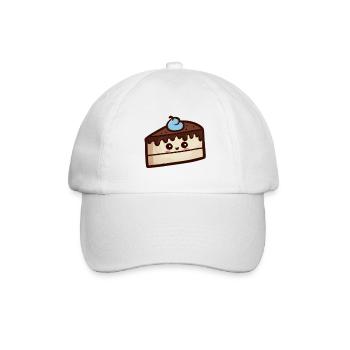 Stück Schoko-Mokka-Kuchen, süß und niedlich! - Baseballkappe - Weiß/Weiß - Vorne