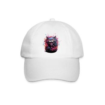 Böse Miezekatze bunt - Baseballkappe - Weiß/Weiß - Vorne