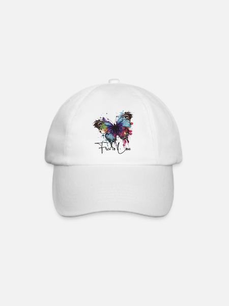 Regenbogen Schmetterling Spritzer free to love - Baseballkappe - Weiß/Weiß
