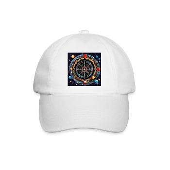 Planetare Präzision - Galaxy Dartboard - Baseballkappe - Weiß/Weiß - Vorne