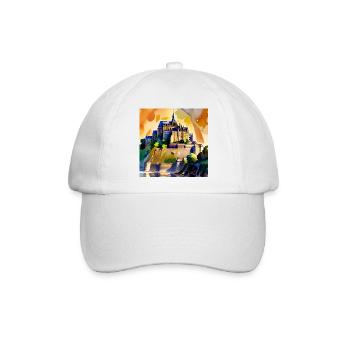 Mont Saint Michel - Aquarell - Baseballkappe - Weiß/Weiß - Vorne