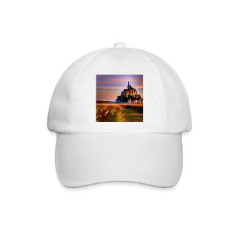 Mont Saint Michel, Frankreich - Baseballkappe - Weiß/Weiß - Vorne