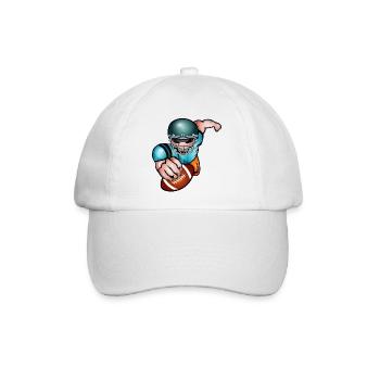 Football Spieler mit Football Helm und Spielball - Baseballkappe - Weiß/Weiß - Vorne