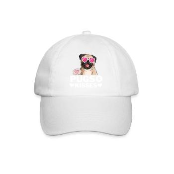 Mops mit Rosa Herz Sonnenbrille - Baseballkappe - Weiß/Weiß - Vorne