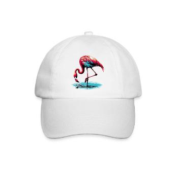 Rosa Flamingo - Baseballkappe - Weiß/Weiß - Vorne