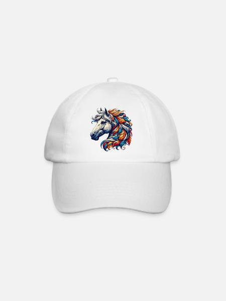 Pferd - Baseballkappe - Weiß/Weiß
