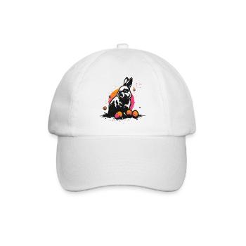 Hase in schwarz an Ostern - Baseballkappe - Weiß/Weiß - Vorne