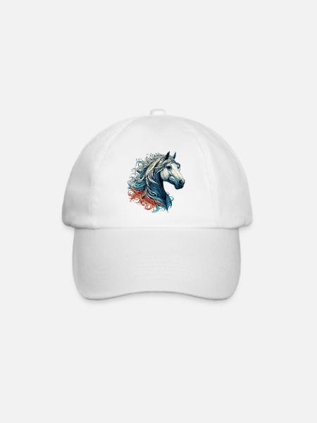 Pferd - Baseballkappe - Weiß/Weiß