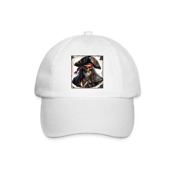 Pirat / Ahoi / Anker / Kapitän / Totenkopf / Rum - Baseballkappe - Weiß/Weiß - Vorne