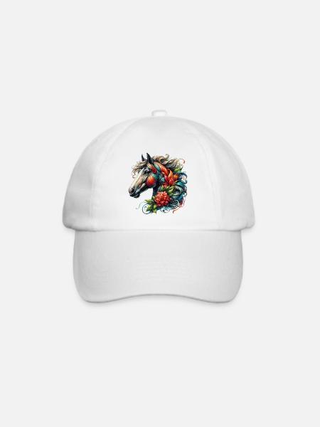 Pferd - Baseballkappe - Weiß/Weiß