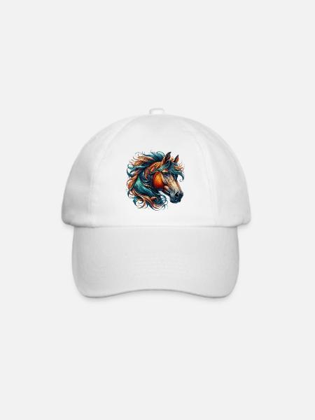 Pferd - Baseballkappe - Weiß/Weiß