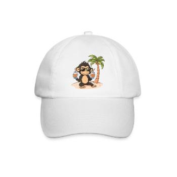 Affe Insel Sommer Palme - Baseballkappe - Weiß/Weiß - Vorne