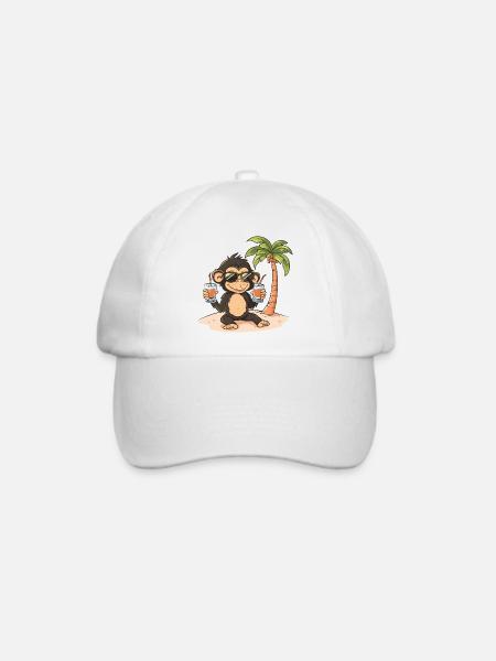 Affe Insel Sommer Palme - Baseballkappe - Weiß/Weiß