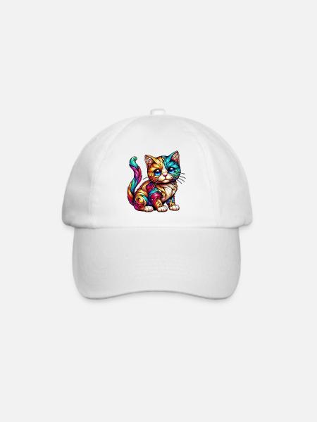 Katze - Baseballkappe - Weiß/Weiß