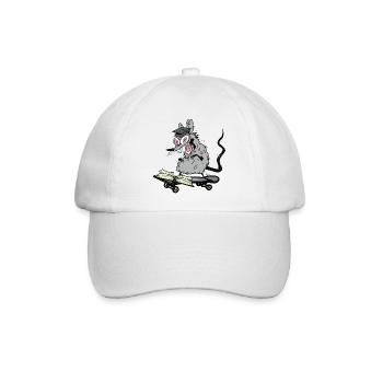 Ratte Gelehrter Student Schüler Skater skaten - Baseballkappe - Weiß/Weiß - Vorne