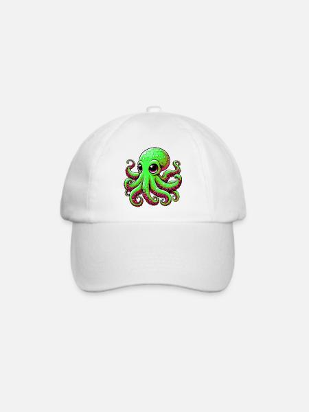 Krake - Baseballkappe - Weiß/Weiß