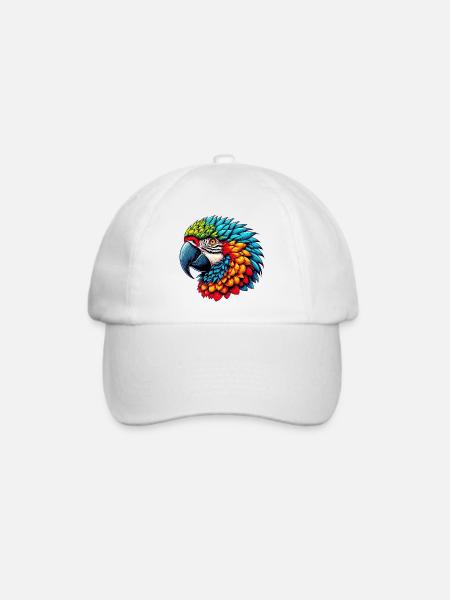 Papagei - Baseballkappe - Weiß/Weiß