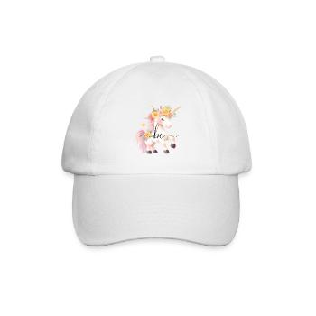 Bo! Einhorn-Blumen Design, personalisierbar - Baseballkappe - Weiß/Weiß - Vorne