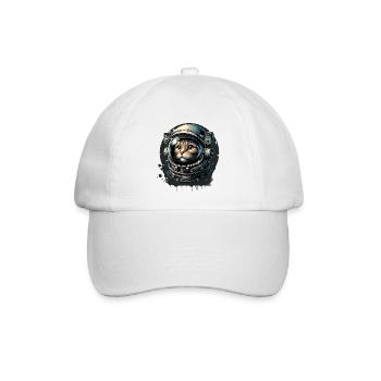 Eine Katze mit Astronautenhelm im Weltraum - Baseballkappe - Weiß/Weiß - Vorne