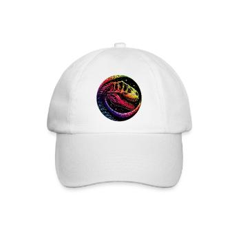 buntes Dinosaurierskelett für Dino Fans - Baseballkappe - Weiß/Weiß - Vorne