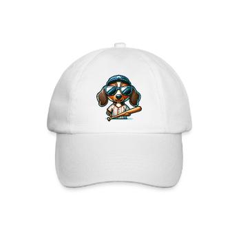 Dackel Wiener Hund Baseballspieler Humor - Baseballkappe - Weiß/Weiß - Vorne