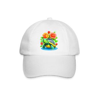 Schildkröte zwischen den Rosen - 2 - Baseballkappe - Weiß/Weiß - Vorne