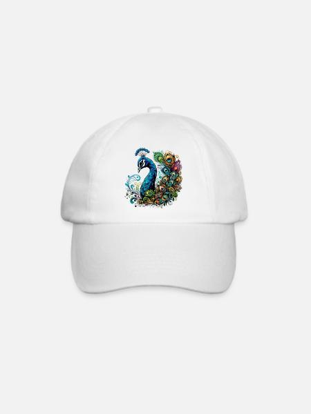 Pfau - Baseballkappe - Weiß/Weiß