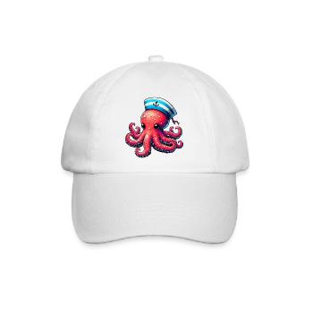 Krake - Baseballkappe - Weiß/Weiß - Vorne